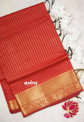 Classic Red - Kanimozhi - Soft Silk Muthu Kattam with Floral Border - Best for Wedding Wear