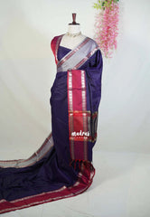 Navy Blue - Kanimozhi - Soft Silk Saree with Rettapet Ganga Jamuna Border - Best for Pooja Funtions | Temple Visit
