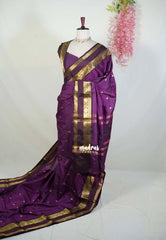 Jamun Purple - Kanimozhi - Premium Soft Silk with Rudraksham, Mango Border and Buttas - Best for Pooja Functions