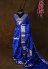 Royal Sapphire Blue - Kanimozhi - Soft Silk with Buttas Silver Weaving - Best for Wedding Functions