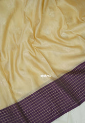 Creamy Sandal Beige - Kanimozhi - Premium Soft Silk Stripes with Buttas and Checks Border - Best for Wedding Functions