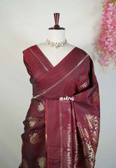 Dual Shade Araku Maroon - Kanimozhi - Soft Silk with Kolam Weaving Body and Rich Pallu - Best for Pooja Functions