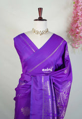 Dual Shade Magenta Purple - Kanimozhi - Soft Silk with Kolam Weaving Body and Rich Pallu - Best for Pooja Functions