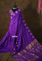 Violet Purple - Kanimozhi - Soft Silk Elegant Crane Motif Zari Border with Buttas - Best for Wedding Functions