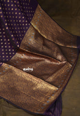 Jamun Purple - Kanimozhi - Soft Silk Cute Deer Zari Border with Buttas - Best for Wedding Functions