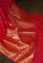 Rich Pink - Kanimozhi - Soft Silk Peacock Zari Border with Buttas - Best for Wedding Functions