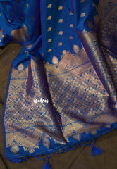 Cobalt Blue - Kanimozhi - Soft Silk Pichwai Cow Zari Border with Buttas - Best for Wedding Functions