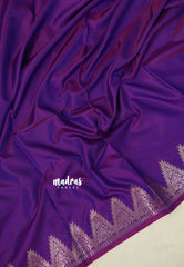 Dual Shade Purple - Kanimozhi - Premium dualshade soft silk with Temple Border with Madras Checks Double Blouse Combo - Best for Small Functions