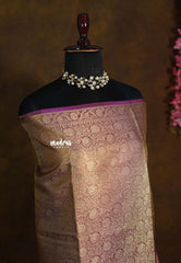 Golden Shade Magenta Mist - Thendral - Kanchi tissue silk Saree with Rich Pallu and Blouse - Perfect for Wedding Functions