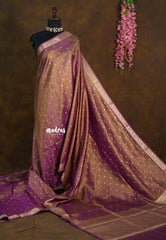 Golden Shade Magenta Mist - Thendral - Kanchi tissue silk Saree with Rich Pallu and Blouse - Perfect for Wedding Functions