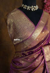 Golden Shade Magenta Mist - Thendral - Kanchi tissue silk Saree with Rich Pallu and Blouse - Perfect for Wedding Functions