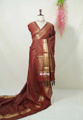 Araku Maroon - Kanimozhi - Soft Silk Zari Checks with Mango Border - Best for Wedding Wear