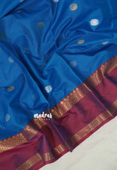 Royal Anandha Blue - Kanimozhi - Soft Silk Saree Vintage Color Combo and Rettapetta Border with Buttas - Best for Wedding Wear