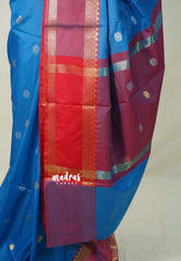 Royal Anandha Blue - Kanimozhi - Soft Silk Saree Vintage Color Combo and Rettapetta Border with Buttas - Best for Wedding Wear