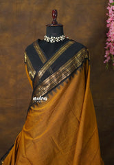 Mustard Honey - Karthigai Silk Cotton with Traditional Rettapet and Temple Border - Best for Wedding Functions