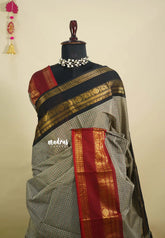 Karthigai silk cotton Muthukattam rudraksham mayil Rettapet Ganga Jamuna border - Grey