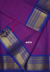 Magenta Purple - Karthigai Mercerised Cotton Bavanji and Rudraksham Border - Best for Temple Visit | Pooja Funtions