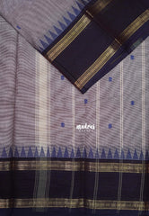 Pastel Grey - Karthigai Mercerised Cotton Rettapet Border with Buttas - Best for Temple Visit | Pooja Funtions