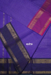 Lavender Purple - Karthigai Mercerised Cotton Saree Zari Stripes with Ganaga Jamuna Border - Best for Temple Visit | Pooja Funtions