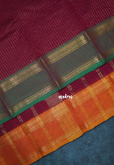 Beet Pink - Karthigai Mercerised Cotton Saree Zari Stripes with Ganaga Jamuna Border - Best for Temple Visit | Pooja Funtions