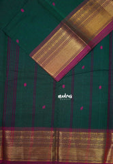 Peacock Jade Green - Karthigai Mercerised Cotton Bavanji and Rudraksham Border - Best for Temple Visit | Pooja Funtions