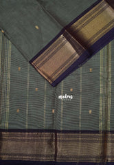 Greenish Grey - Karthigai Mercerised Cotton Getti Border with Buttas - Best for Temple Visit | Pooja Funtions