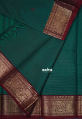 Teal Green - Karthigai Mercerised Cotton Vanasingaram Border with Buttas - Best for Temple Visit | Pooja Funtions