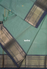 Muted Sea Green - Karthigai Mercerised Cotton Saree Getti Border with Buttas - Best for Temple Visit | Pooja Funtions