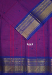 Magenta Purple - Karthigai Mercerised Cotton Bavanji and Rudraksham Border - Best for Temple Visit | Pooja Funtions
