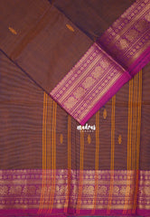 Dual Shade Brown - Karthigai Mercerised cotton with buttas mayil border - Best for Pooja Functions