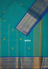 Teal Glow - Karthigai Mercerised cotton small neli Border with Buttas - Best for Gifting