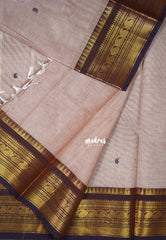Mauve Grey - Karthigai Mercerised cotton Saree Bavanji and Mango border with buttas - Best for Wedding Functions