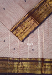 Mauve Grey - Karthigai Mercerised cotton Saree Bavanji and Mango border with buttas - Best for Wedding Functions