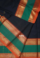 Classic Black - Karthigai Mercerised Cotton Rettapet Annam Border - Best for Pooja Wear | Festive Wear