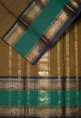 Mustard Olive - Karthigai Mercerised Cotton Rettapet Annam Border - Best for Pooja Wear | Festive Wear