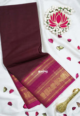 Majestic Maroon - Karthigai Mercerised Cotton Mayil, Rudraksham Border - Best for Pooja Wear | Festive Wear