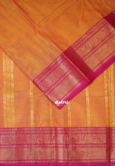 Dual Shade Orange - Karthigai Mercerised cotton bavanji floral border with buttas - Best for Pooja Wear | Festive Wear