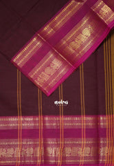 Majestic Maroon - Karthigai Mercerised Cotton Mayil, Rudraksham Border - Best for Pooja Wear | Festive Wear