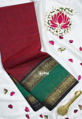 Majestic Maroon - Karthigai Mercerised Cotton Rettapet Annam Border - Best for Pooja Wear | Festive Wear