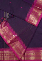 Jamun Purple - Karthigai silk cotton Saree Bavanji and Mango border with buttas