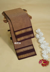Muted Coffee Brown - Karthigai silk cotton rettapeta border with muthu kattam - Best for Wedding Functions