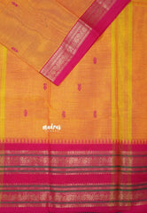 Dual Shade Orange - Karthigai silk cotton Rettapet peacock and mango border - Best for Wedding Functions
