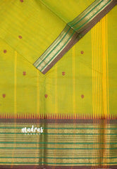 Karthigai Mercerised cotton multi rudraksham border - Mehendi green