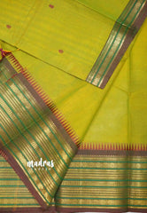 Karthigai Mercerised cotton multi rudraksham border - Mehendi green