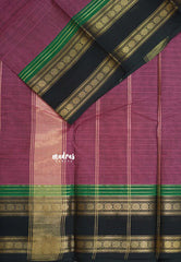 Mauve Pink - Karthigai silk cotton Stripes in Body and Rettapet rudraksham border
