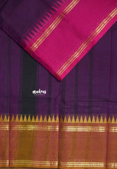 Royal Purple - Karthigai silk cotton plain body rettapet Ganga jamuna border - Best for Wedding Functions