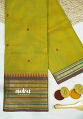 Karthigai Mercerised cotton multi rudraksham border - Mehendi green