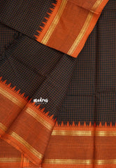 Black -  Karthigai silk cotton rettapeta border with muthu kattam
