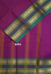 Magenta Glow - Karthigai silk cotton rettapeta border mango with muthu kattam - Best for Wedding Functions