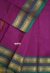 Magenta Glow - Karthigai silk cotton rettapeta border mango with muthu kattam - Best for Wedding Functions